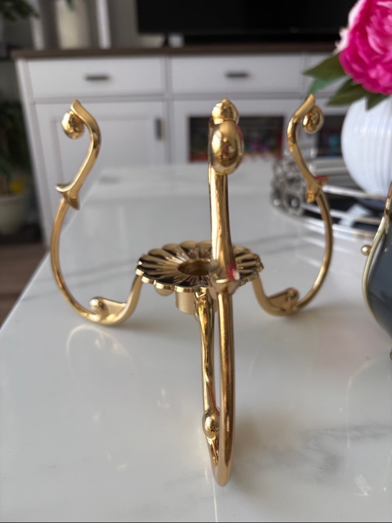 Vintage PartyLite Polished Gold Lotus-Style Candle Base from 1990's - Picture 4 of 5